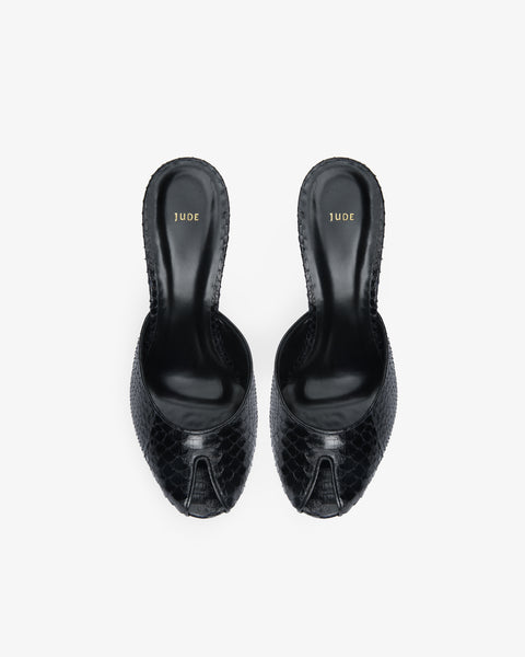 Date Mule Black Python Leather