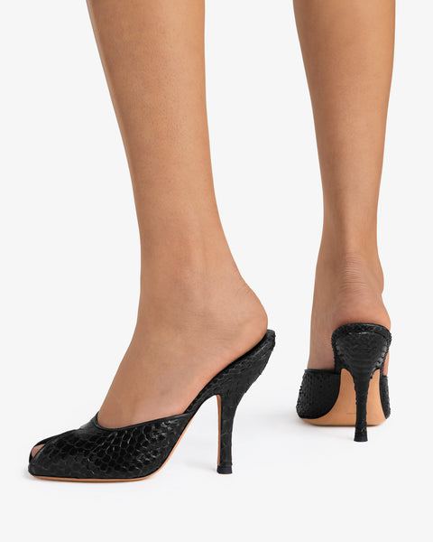 Date Mule Black Python Leather