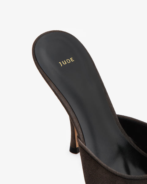Date Mule in Cacao Suede Leather