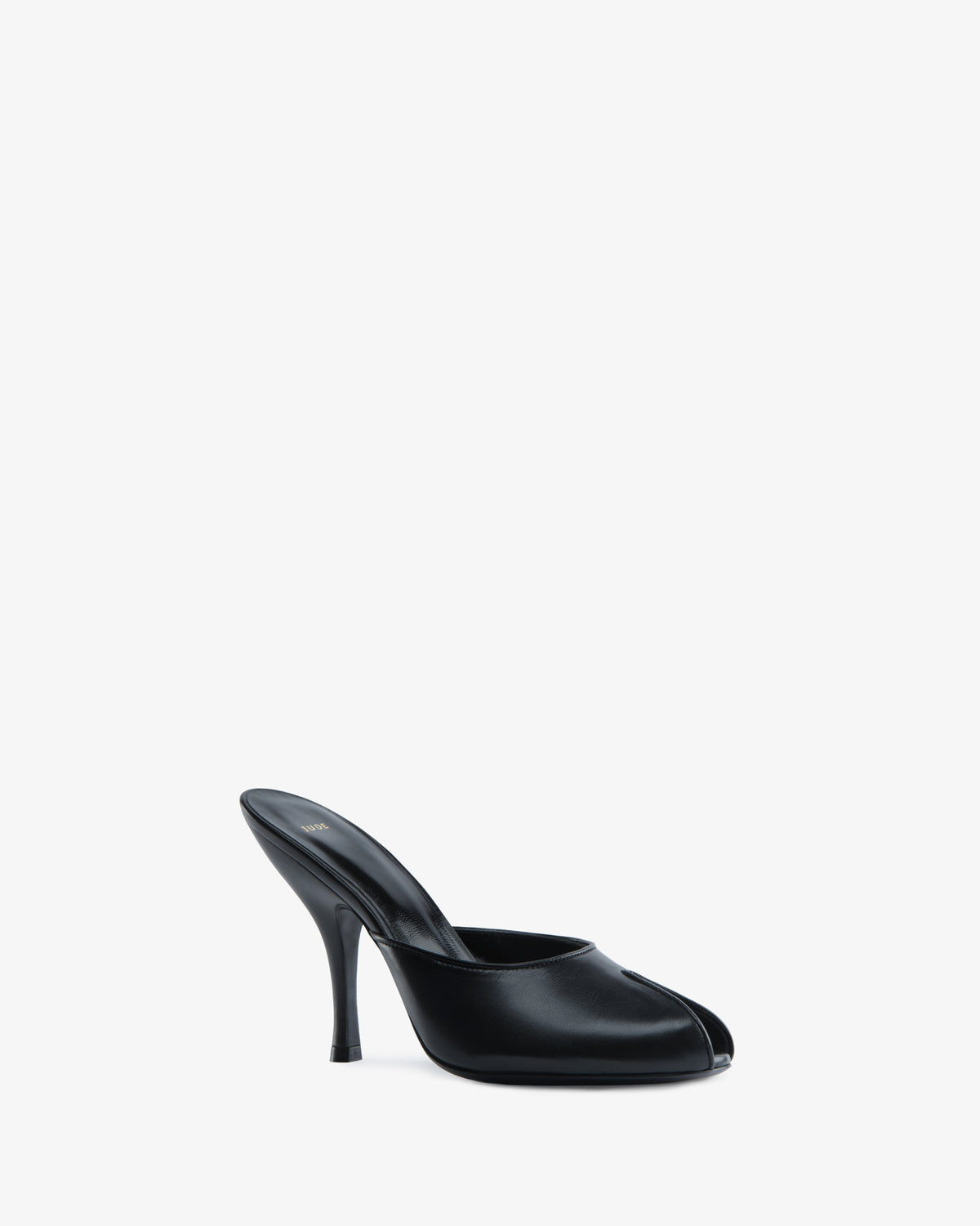 Date Mule in Black Creased Leather