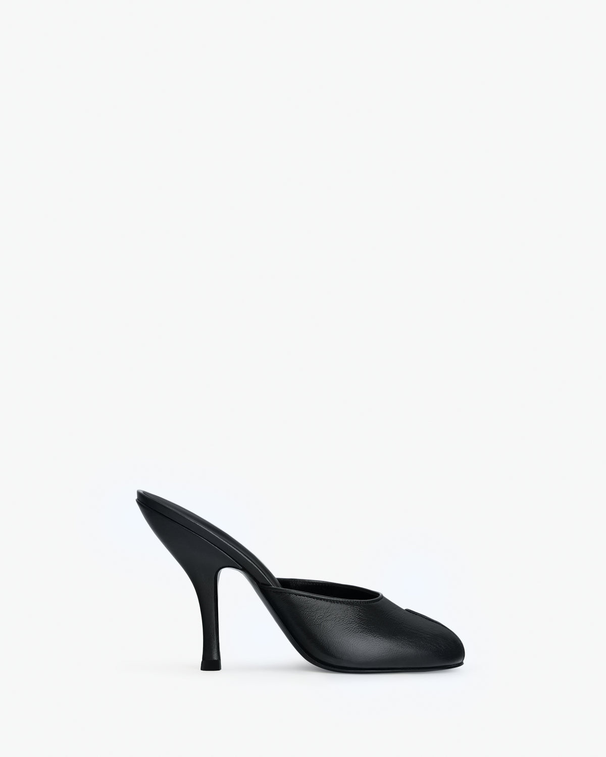 Date Mule in Black Creased Leather