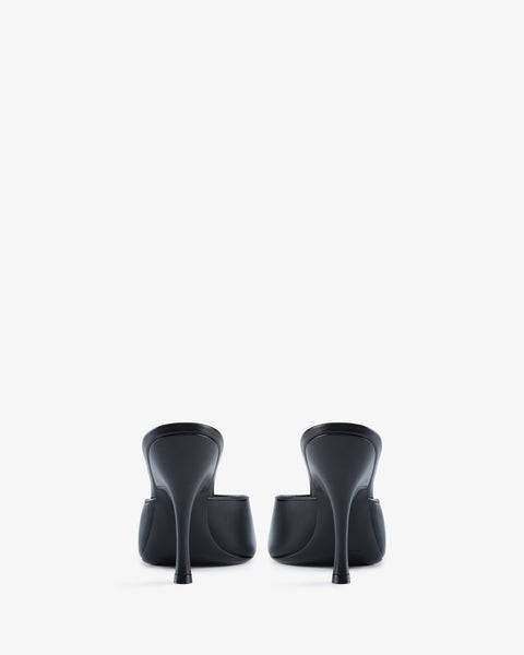 Date Mule in Black Creased Leather