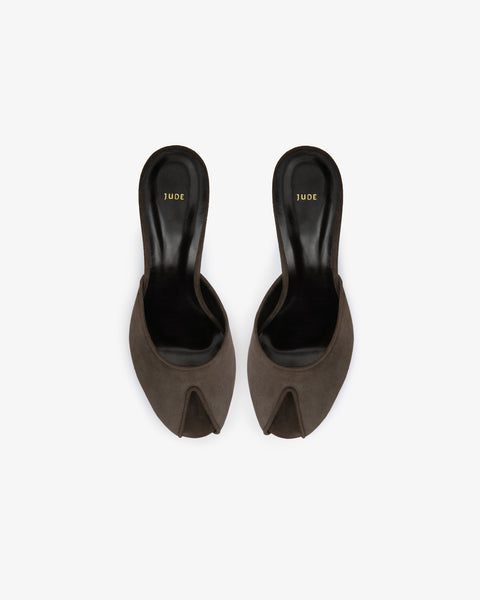 Date Mule in Cacao Suede Leather