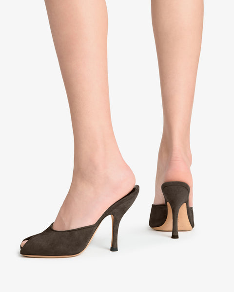 Date Mule in Cacao Suede Leather