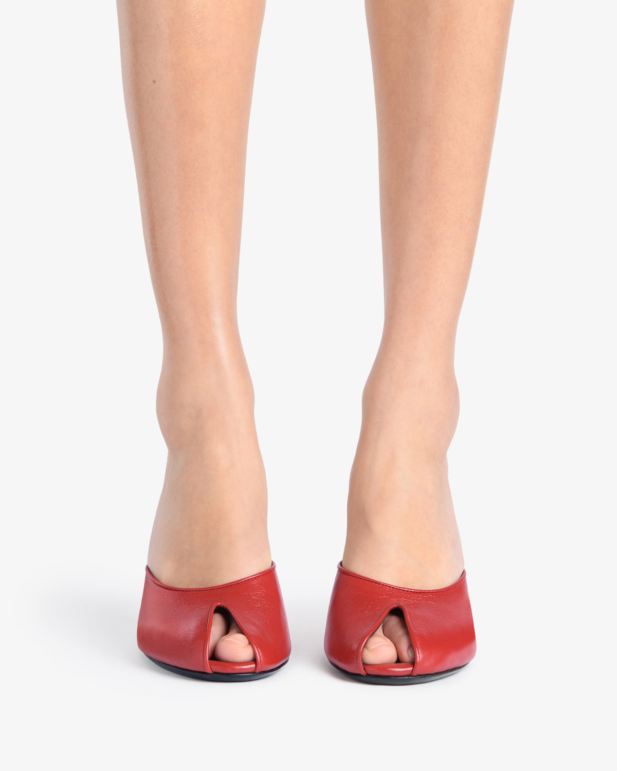 Date Mule in Red Creased Leather