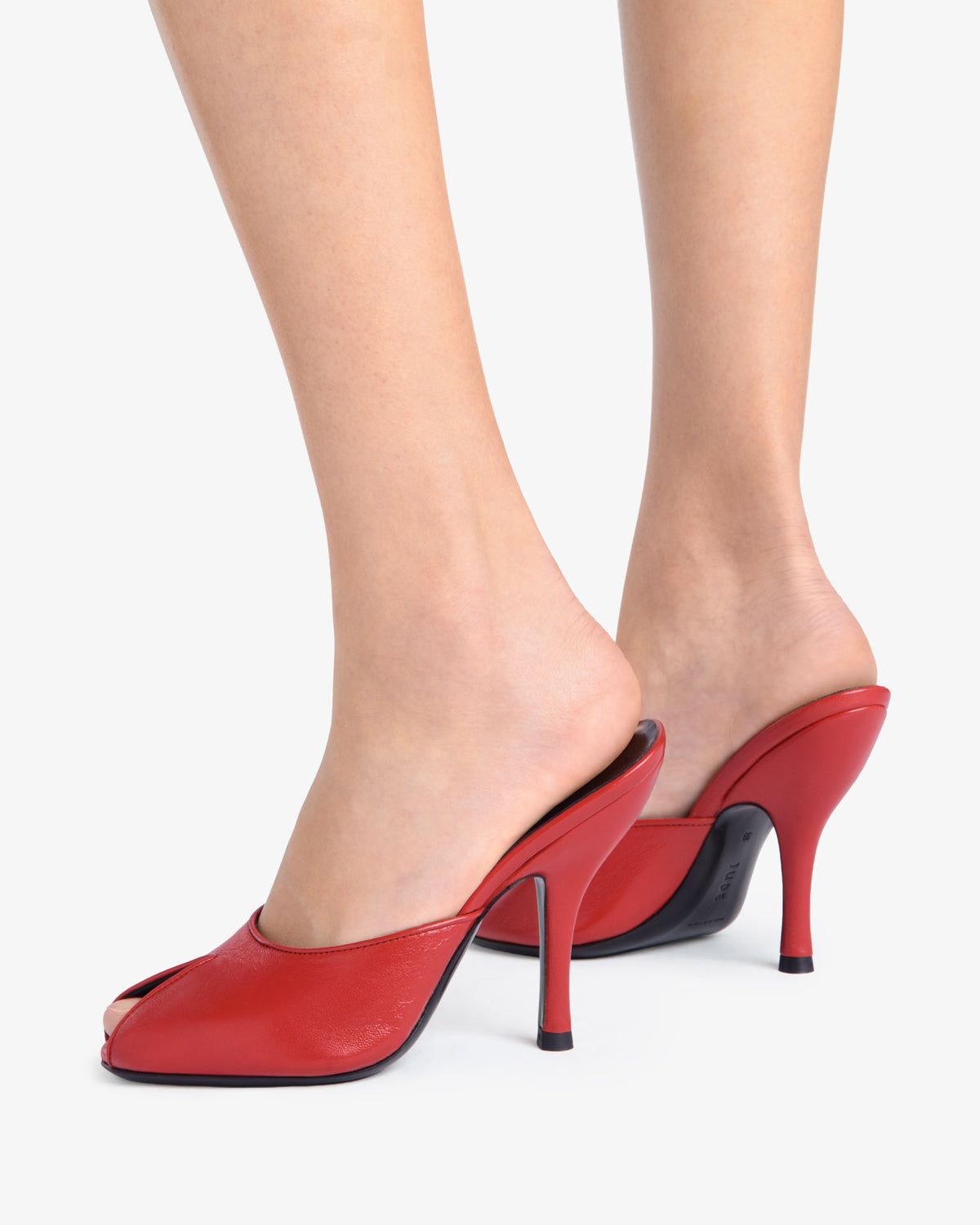 Date Mule in Red Creased Leather