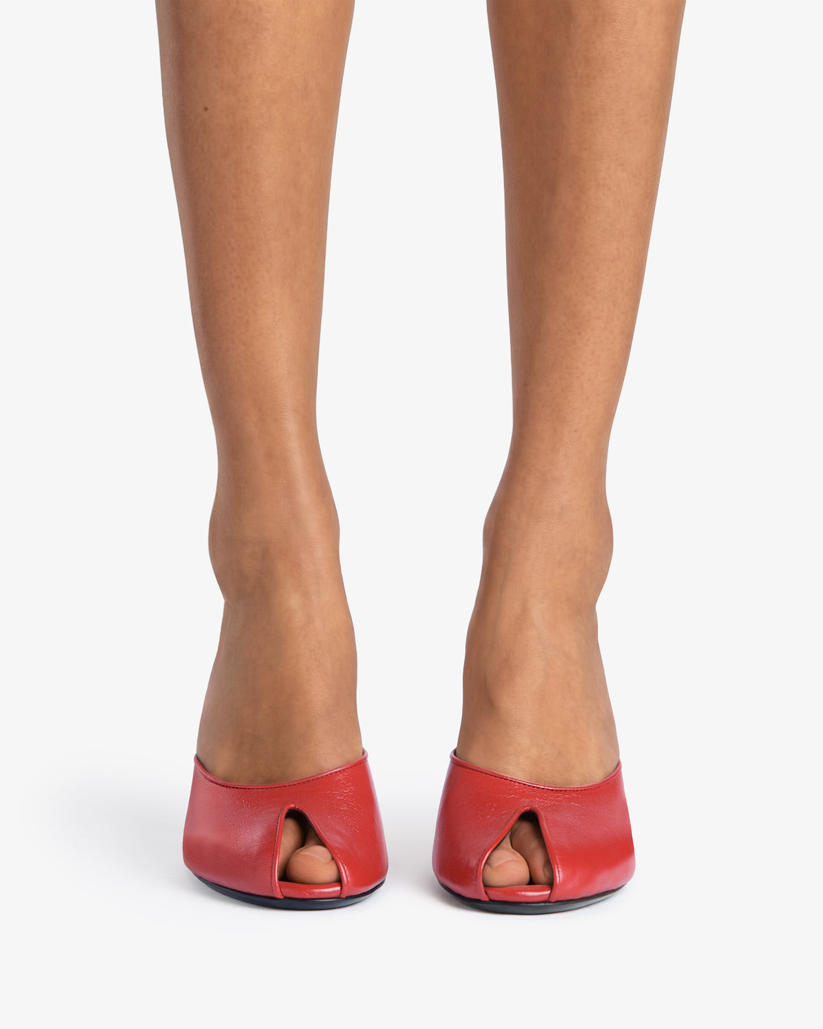 Date Mule in Red Creased Leather