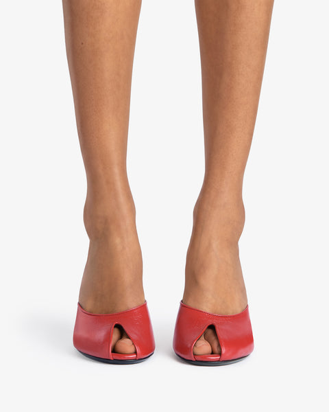 Date Mule in Red Creased Leather