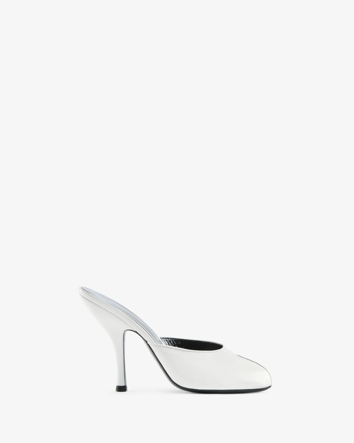 Date Mule in White Creased Leather