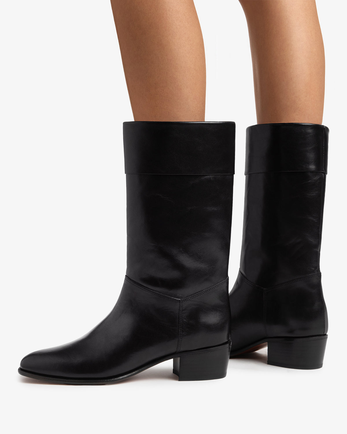 Dor Mid Calf Boot Black Leather