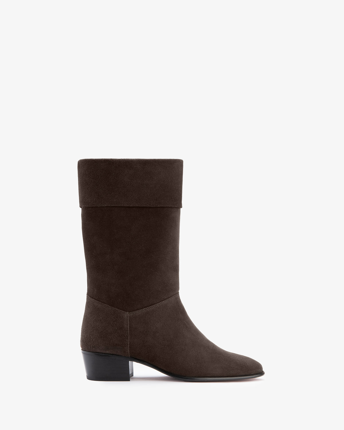 Dor Mid Calf Boot Dark Brown Suede Leather