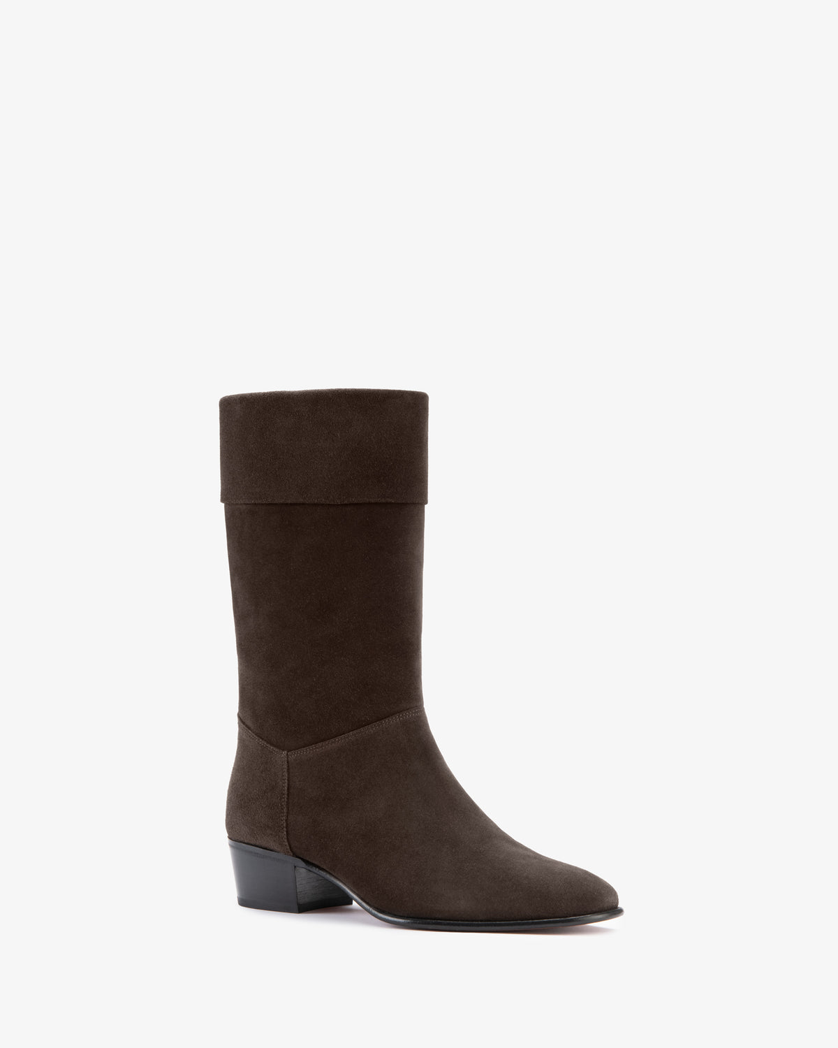 Dor Mid Calf Boot Dark Brown Suede Leather