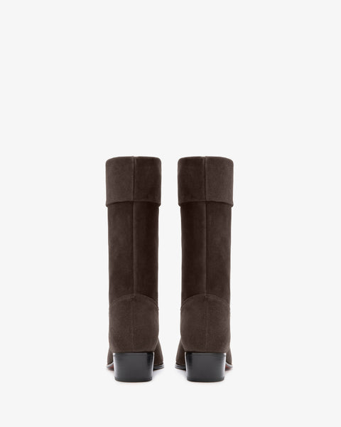 Dor Mid Calf Boot Dark Brown Suede Leather