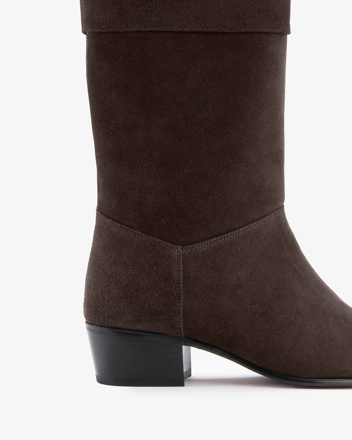 Dor Mid Calf Boot Dark Brown Suede Leather
