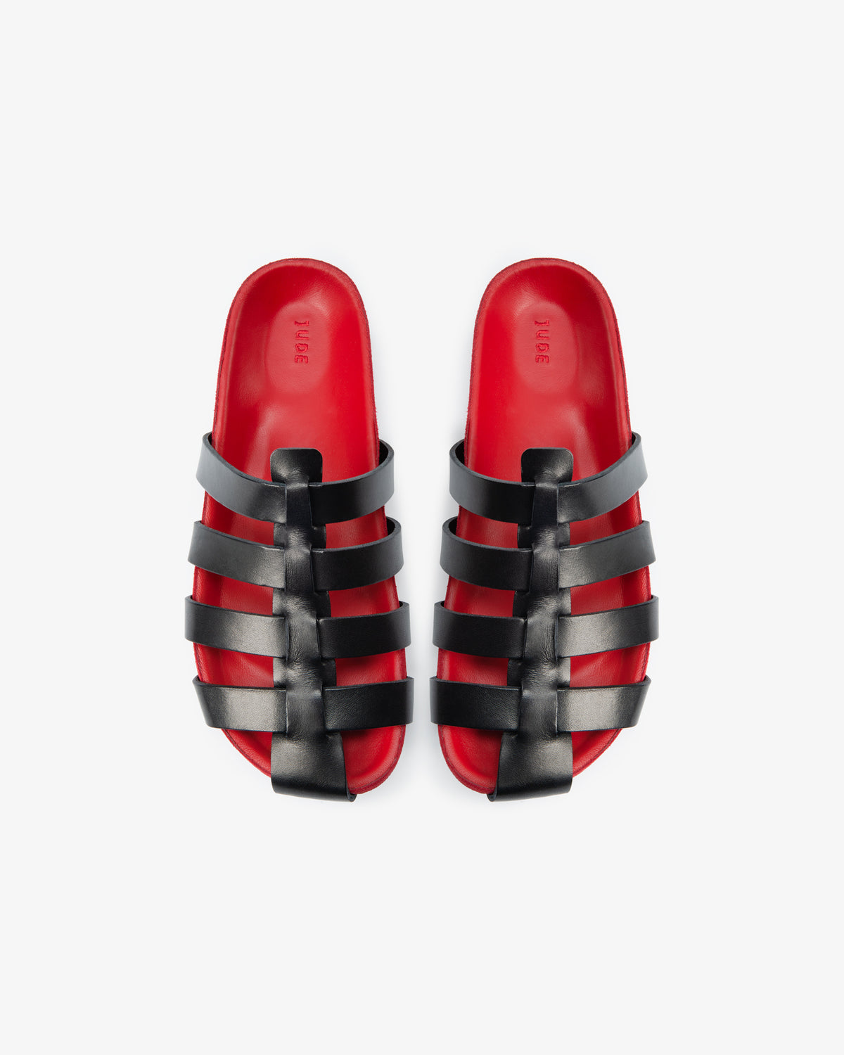 Dusty Flat Black Leather and Red Suede