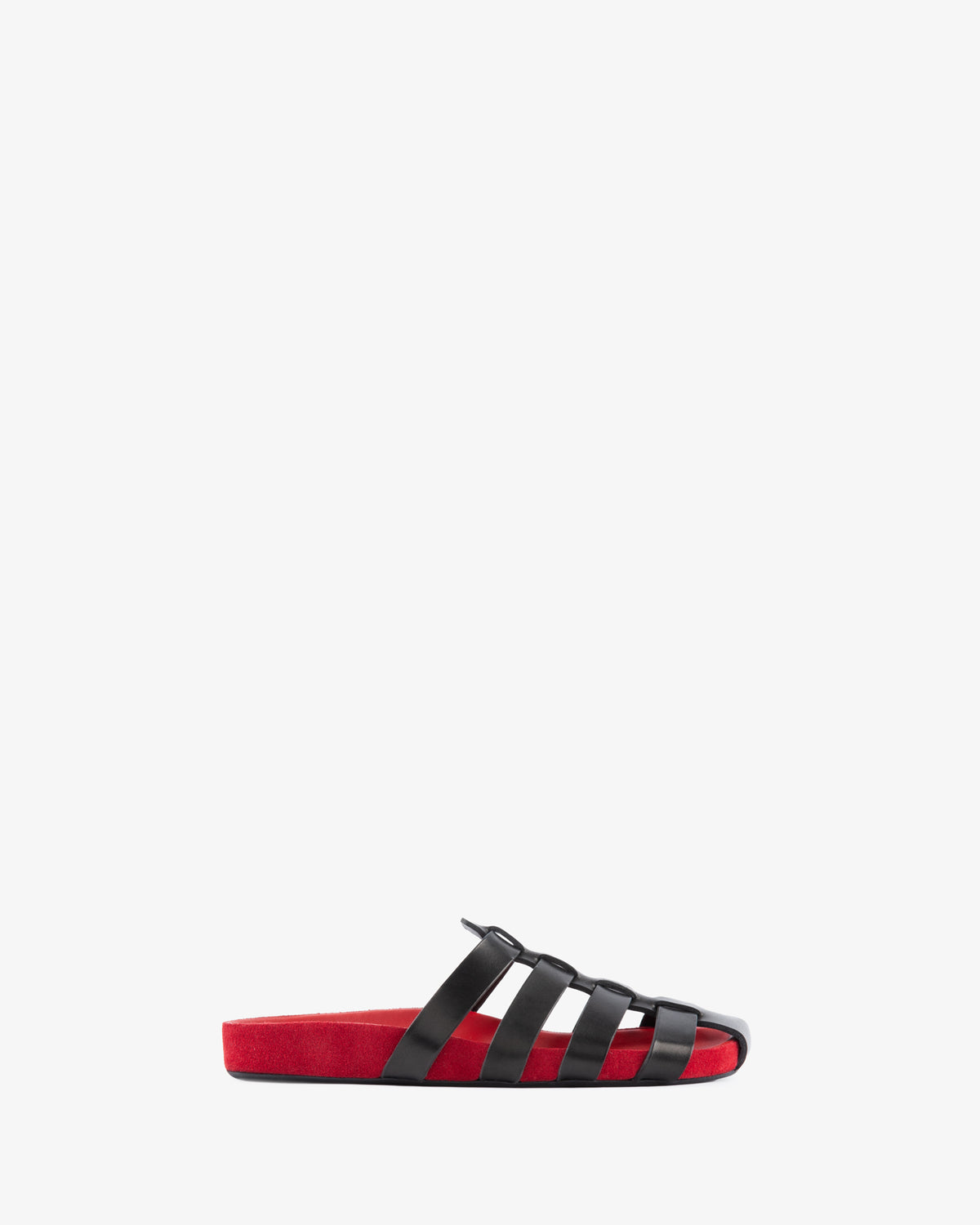 Dusty Flat Black Leather and Red Suede