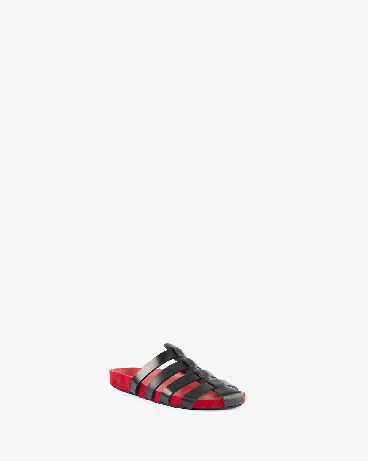 Dusty Flat Black Leather and Red Suede