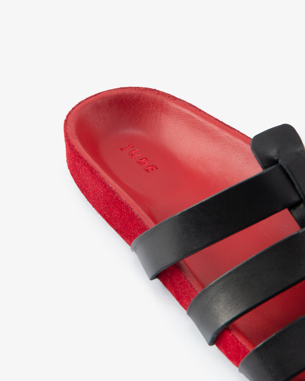 Dusty Flat Black Leather and Red Suede