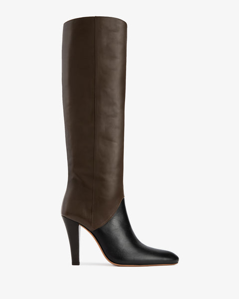 Edita Knee Boot Black And Mocha Leather