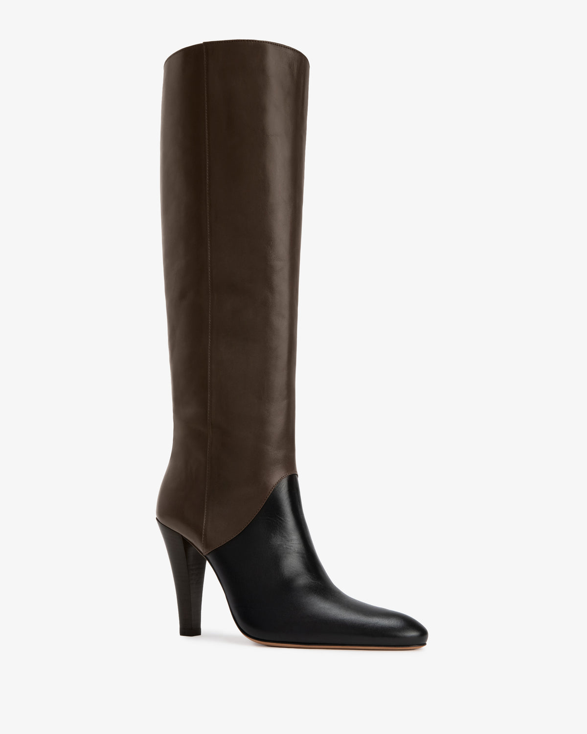 Edita Knee Boot Black And Mocha Leather