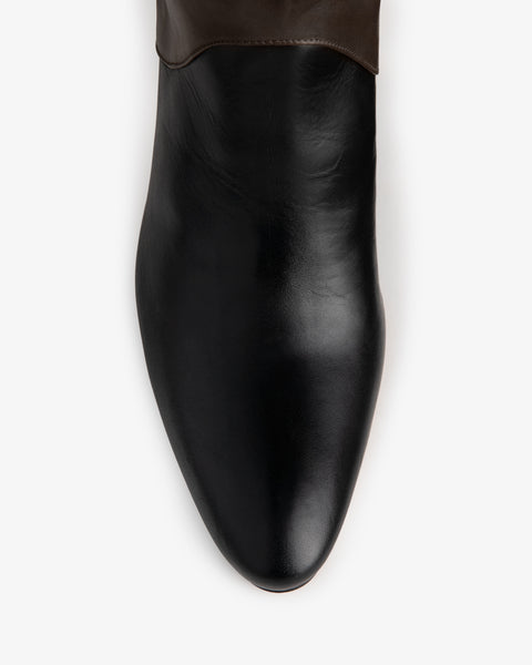 Edita Knee Boot Black And Mocha Leather