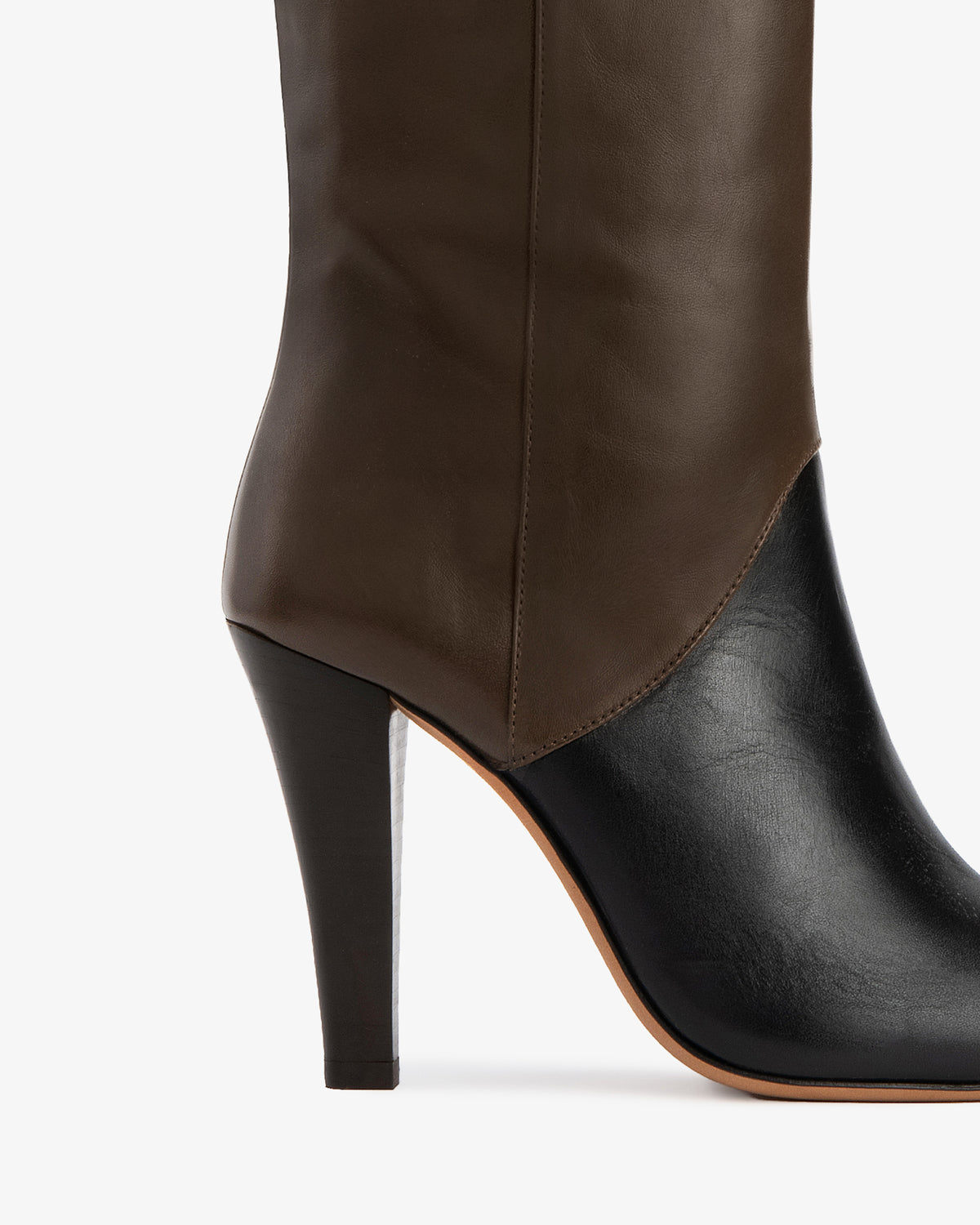 Edita Knee Boot Black And Mocha Leather