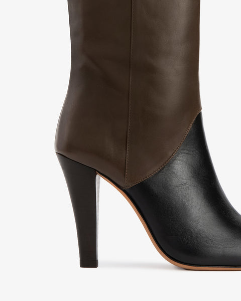 Edita Knee Boot Black And Mocha Leather