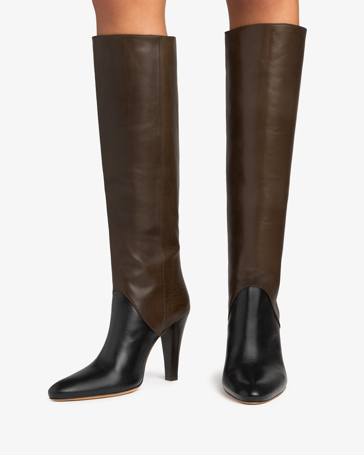 Edita Knee Boot Black And Mocha Leather