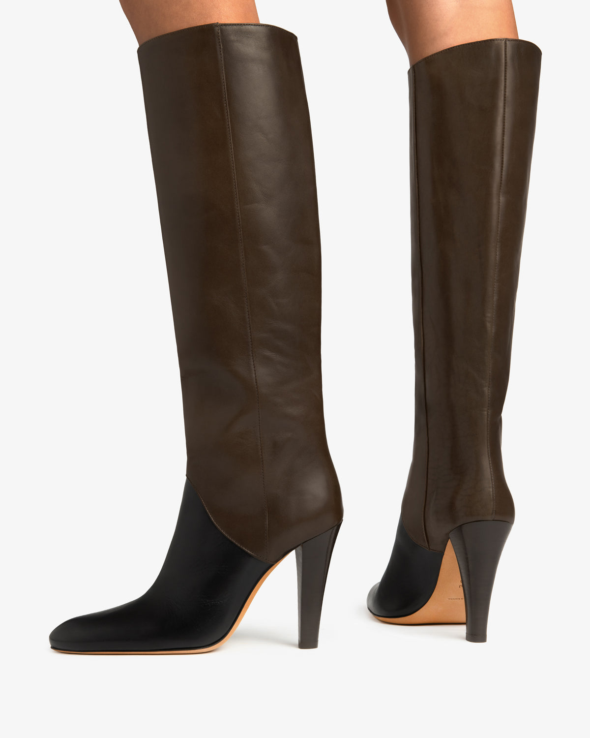 Edita Knee Boot Black And Mocha Leather