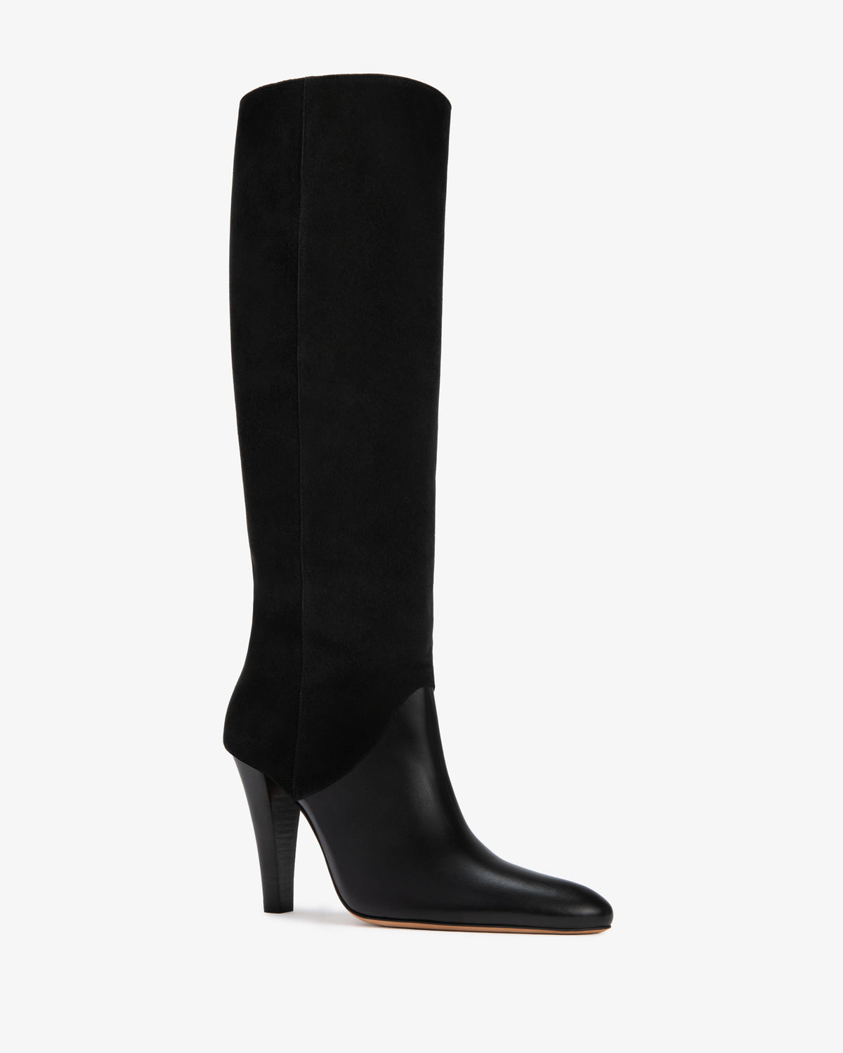 Edita Knee Boot Black Leather And Black Suede