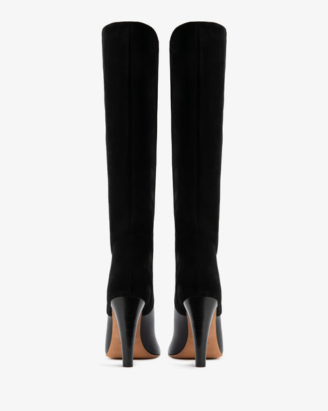 Edita Knee Boot Black Leather And Black Suede
