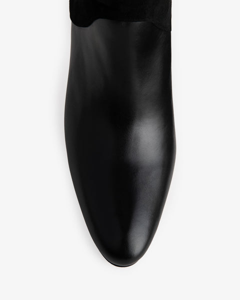 Edita Knee Boot Black Leather And Black Suede