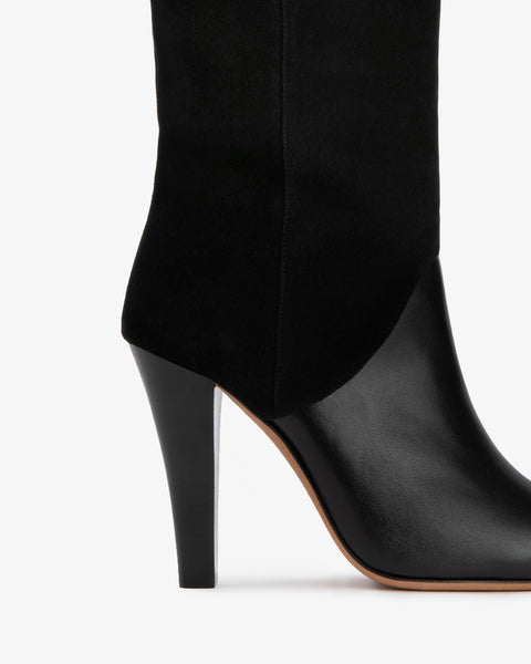 Edita Knee Boot Black Leather And Black Suede