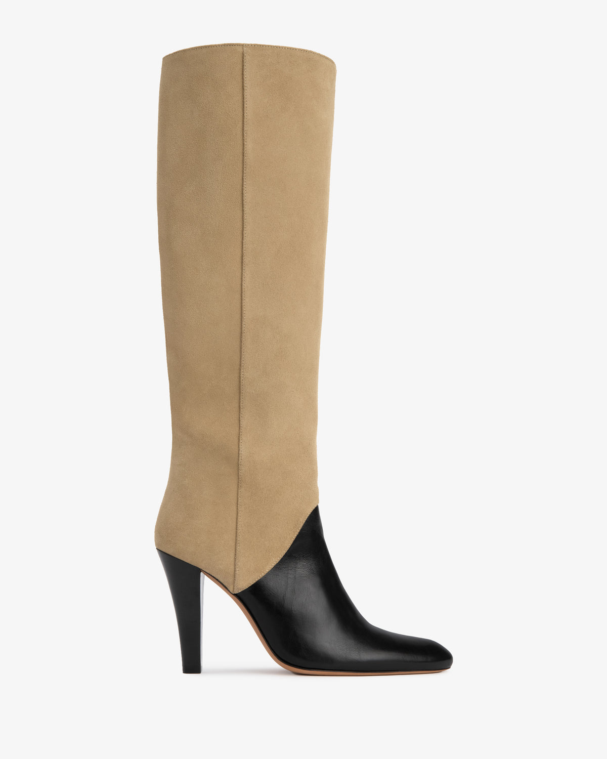 Edita Knee Boot Black Leather And Sand Suede