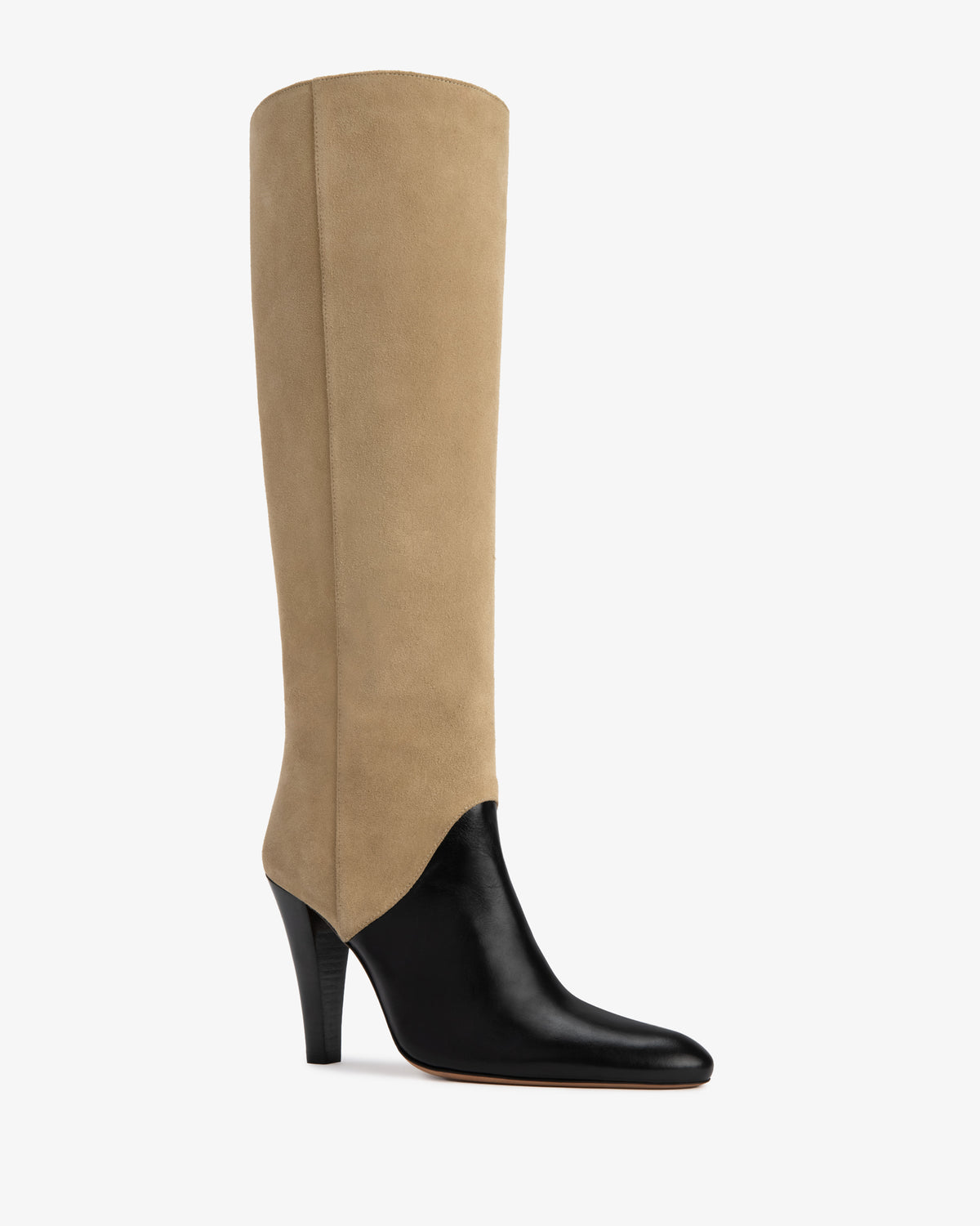 Edita Knee Boot Black Leather And Sand Suede