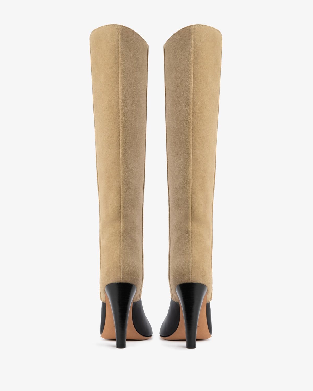 Edita Knee Boot Black Leather And Sand Suede
