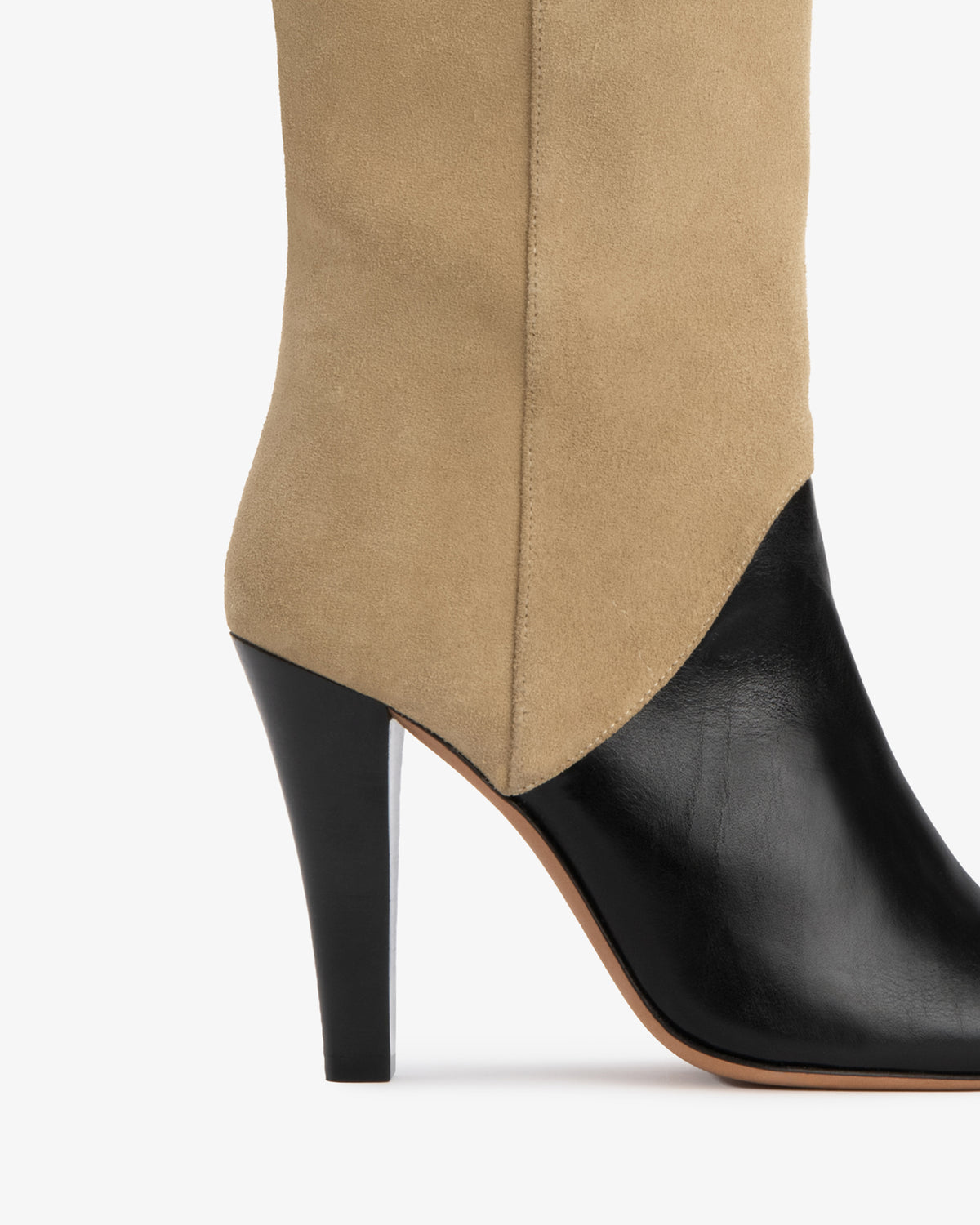 Edita Knee Boot Black Leather And Sand Suede