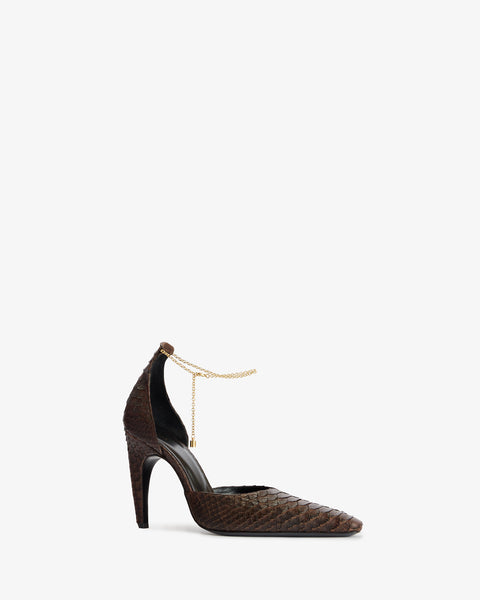 Faith Pump in Dark Brown Python Leather
