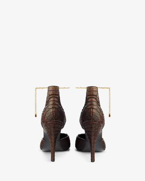 Faith Pump in Dark Brown Python Leather