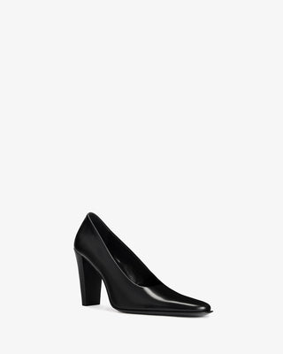 Fete Pump in Black Brushed Leather - Second Image