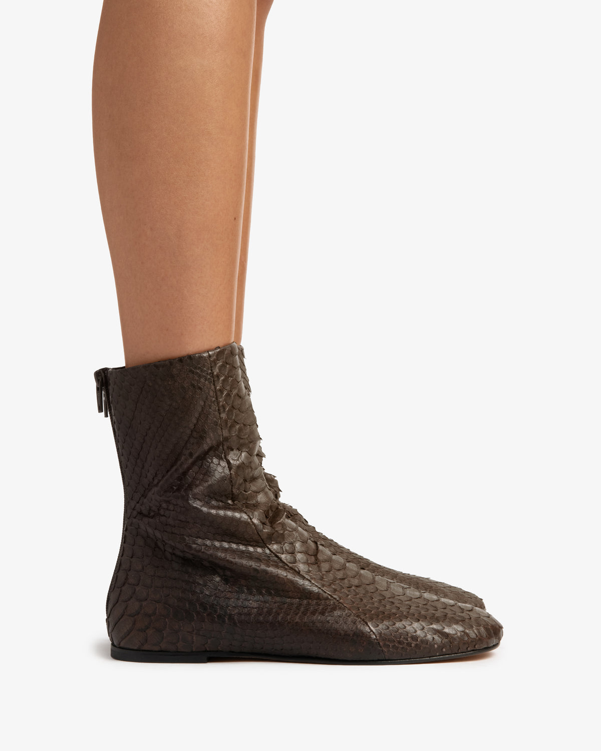 Floor Ankle boot in Dark Brown Python Leather