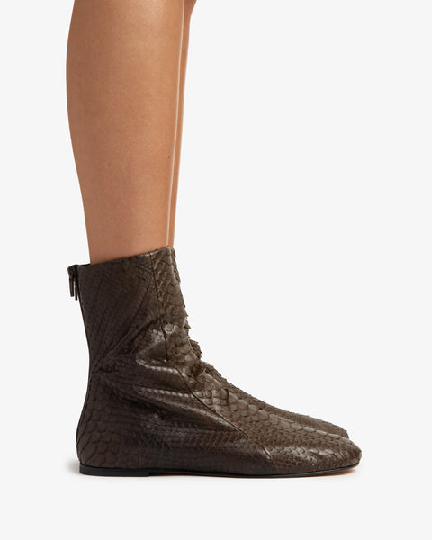 Floor Ankle boot in Dark Brown Python Leather