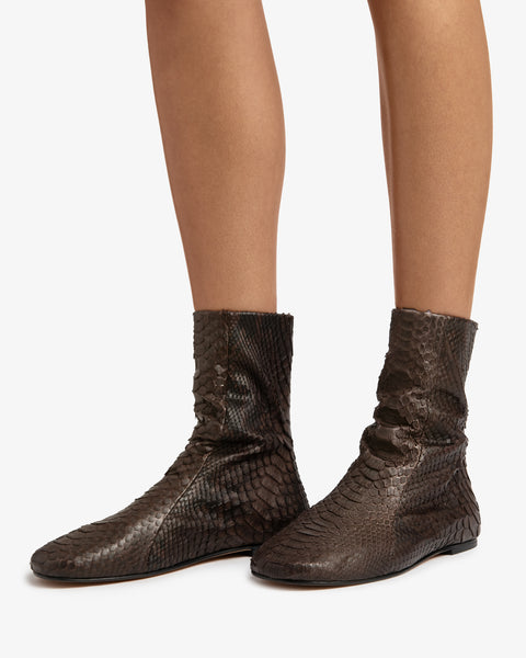 Floor Ankle boot in Dark Brown Python Leather