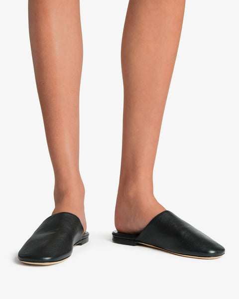 floor slide in black leather