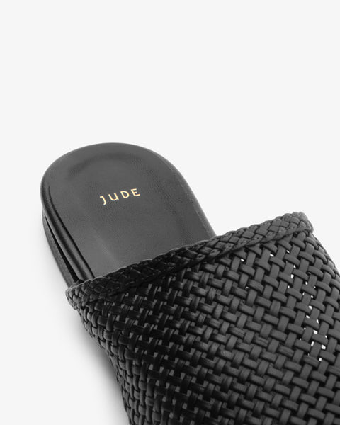 Floor Slide Black Woven Leather
