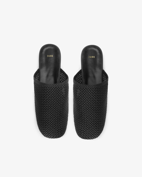Floor Slide Black Woven Leather