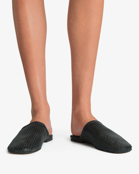 Floor Slide Black Woven Leather