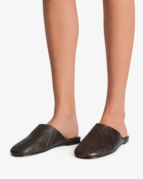 Floor Slide in Dark Brown Python Leather