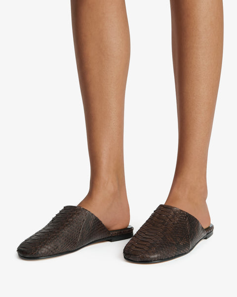 Floor Slide in Dark Brown Python Leather