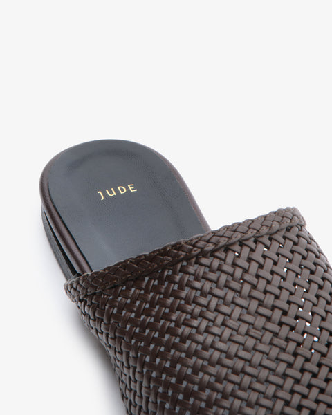 Floor Slide Brown Woven Leather